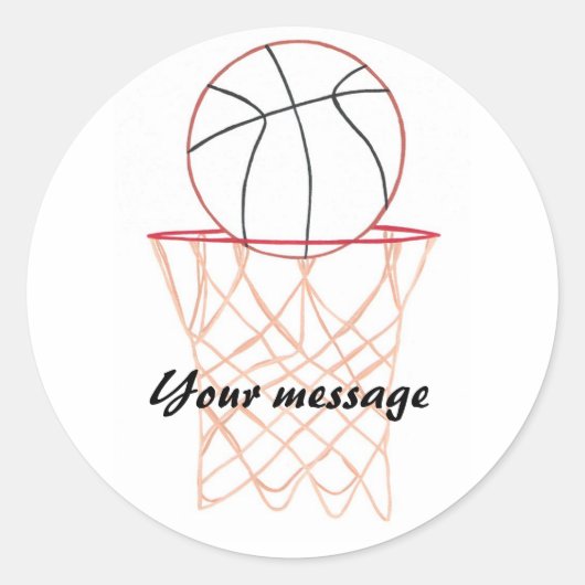 Sticker Rond Basket-ball faire le panier Votre message autocoll (Devant)