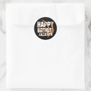 Sticker Rond Basket-ball Joyeux Anniversaire Personnalisé