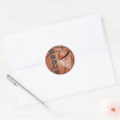 Sticker Rond Basket-ball orange Brown (Enveloppe)
