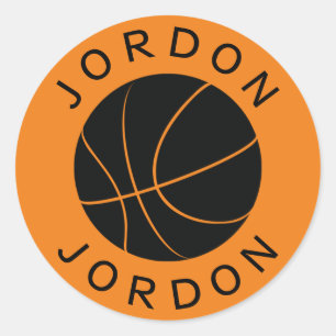 Sticker Rond Basket-ball personnalisé avec nom et couleur pers