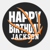 Sticker Rond Basket-ball personnalisé Joyeux anniversaire (Devant)