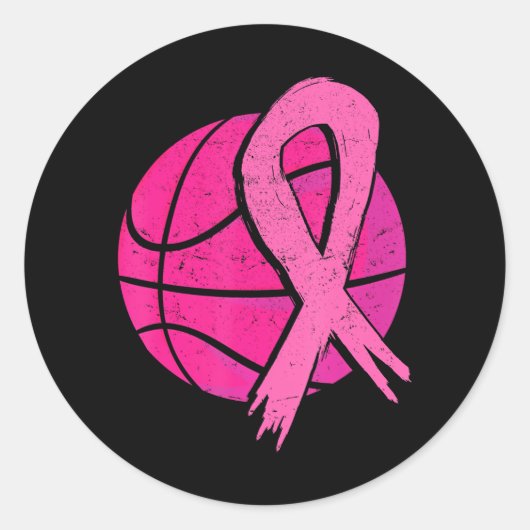 Sticker Rond Basket Ball Pink Cancer du Sein (Devant)