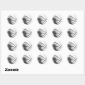 Sticker Rond Basket-ball pop art noir blanc gris tendance (Feuille)