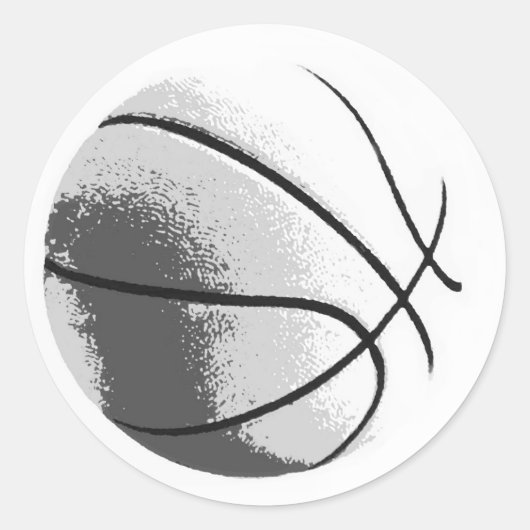 Sticker Rond Basket-ball pop art noir blanc gris tendance (Devant)