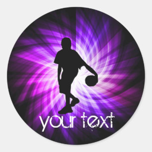 Sticker Rond Basket-ball pourpre frais