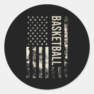 Sticker Rond Basket-ball premium drapeau américain vintage US