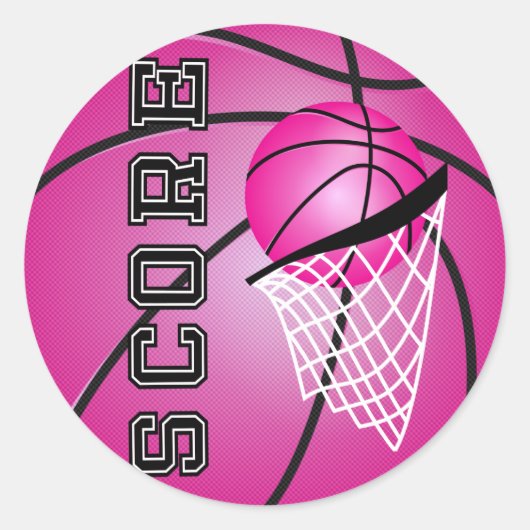 Sticker Rond Basket-ball rose (Devant)