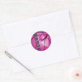 Sticker Rond Basket-ball rose (Enveloppe)