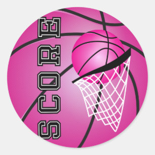 Sticker Rond Basket-ball rose