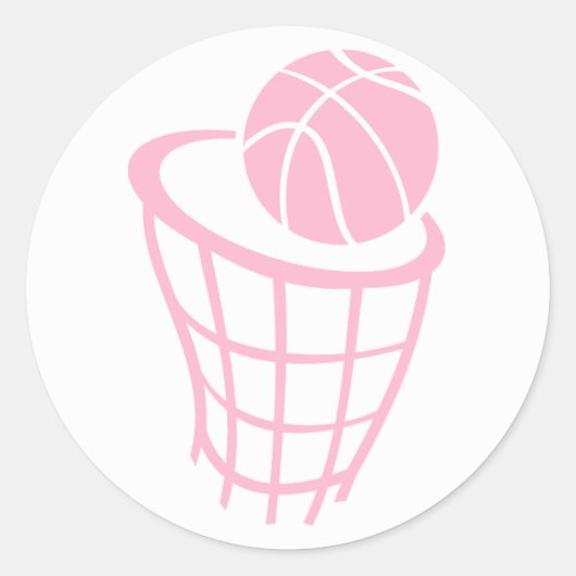 Sticker Rond Basket-ball rose clair (Devant)