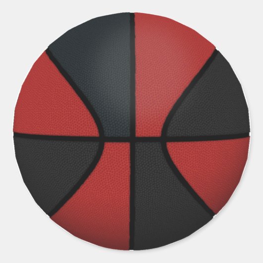 Sticker Rond Basket-ball rouge et noir : (Devant)
