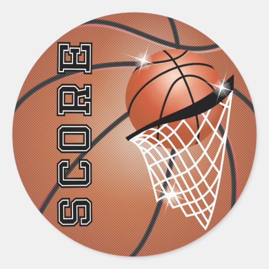 Sticker Rond Basket-ball Score en Orange Brown (Devant)