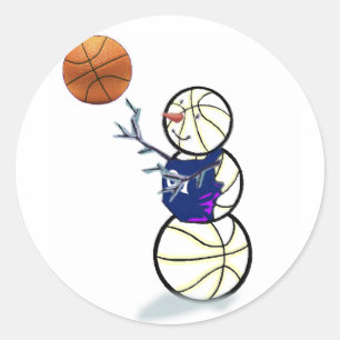 Sticker Rond Basket-ball Snowman Noël
