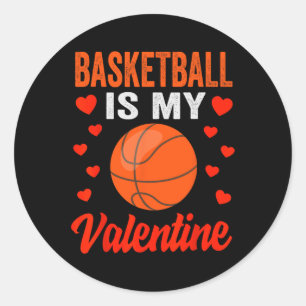 Sticker Rond Basket-ball Valentines Day Basketball Is My Valent