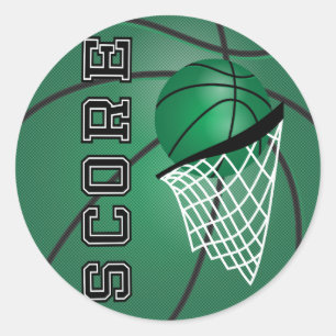 Sticker Rond Basket-ball vert foncé