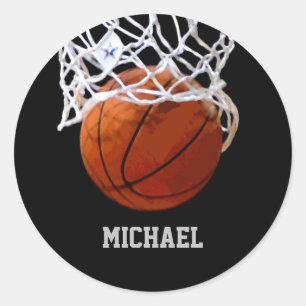Sticker Rond Basket-ball Votre nom