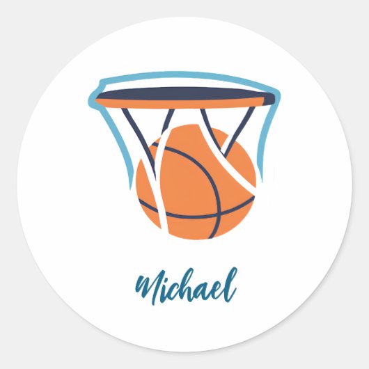 Sticker Rond Basket-ball Votre nom personnel (Devant)