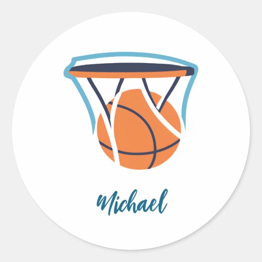 Sticker Rond Basket-ball Votre nom personnel (Devant)