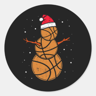 Sticker Rond Basket Drôle Pour Garçons Filles Noël Snowman