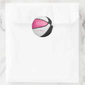 Sticker Rond basket noir rose filles sport fête merci (Sac)