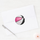 Sticker Rond basket noir rose filles sport fête merci (Enveloppe)