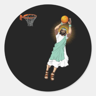 Sticker Rond Basket religieux Jésus Humour chrétien Trois P