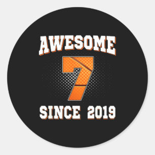 Sticker Rond Basketball 7ème 2019 7 Années Anciennes Depuis
