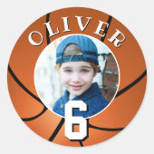 Sticker Rond Basketball Anniversaire de enfant Age Photo (Devant)