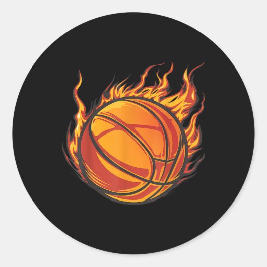 Sticker Rond Basketball Artwork Basketball Lover Flaming Hot Dr (Devant)