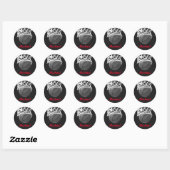 Sticker Rond Basketball Artwork Your Name Black White Red (Feuille)