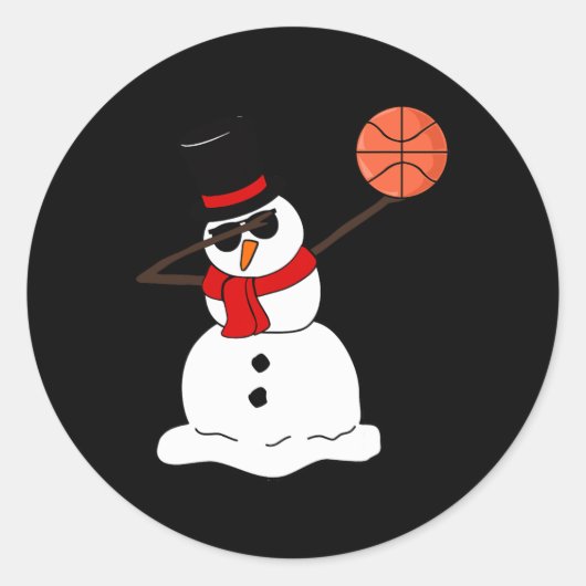 Sticker Rond Basketball Basketball Snowman Light Basketto de No (Devant)