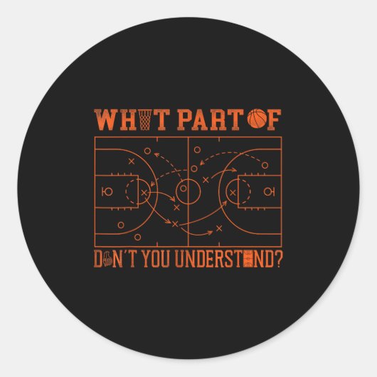 Sticker Rond Basketball Bball What Part Of Don't You Understand (Devant)