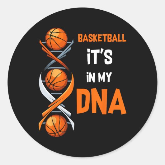 Sticker Rond Basketball C'est dans mon ADN Fun Player Coach Tea (Devant)