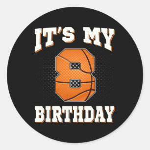 Sticker Rond Basketball C'est mon 8e anniversaire 8 ans Garçon