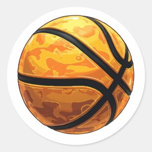 STICKER ROND BASKETBALL CLASSIQUE ROND