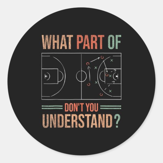 Sticker Rond Basketball Coach What Part Of Dont You Understand  (Devant)