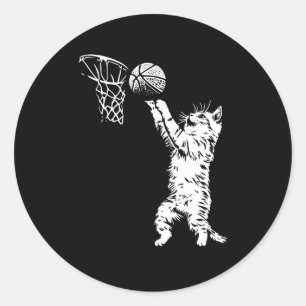 Sticker Rond Basketball de chat amusant