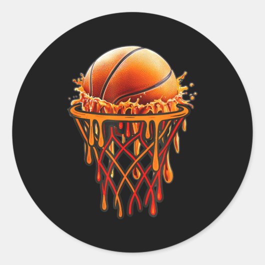 Sticker Rond Basketball Drip Graphic, Basketball Funny Bruh Gif (Devant)