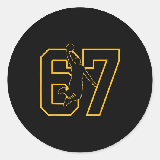 Sticker Rond Basketball Drip Number 67 Basketball Player  (Devant)