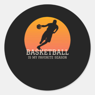 Sticker Rond Basketball Est Mon Favori Saison Retro Sunset