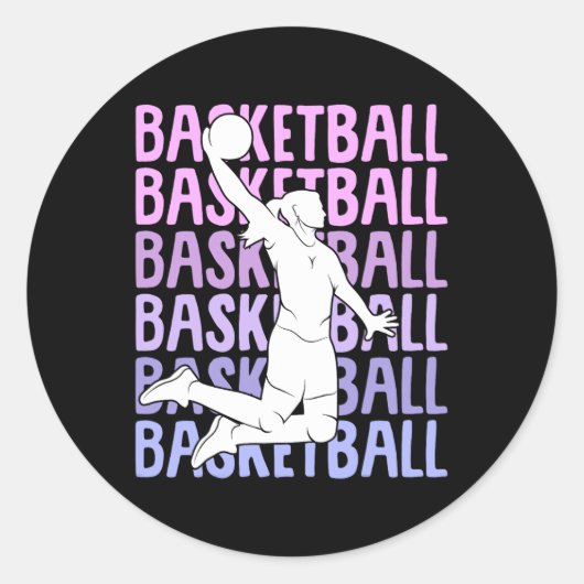 Sticker Rond Basketball Fille Enfants (Devant)