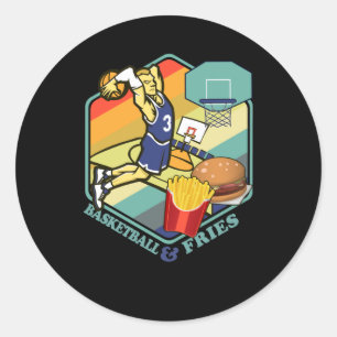 Sticker Rond Basketball Fries Fastfood Burger Basketballer