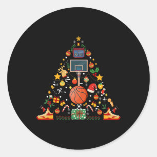 Sticker Rond Basketball Funky Ball Hoop Christmas Tree Joyeux X