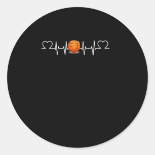 Sticker Rond Basketball Hearbeat Amusant de basket-ball