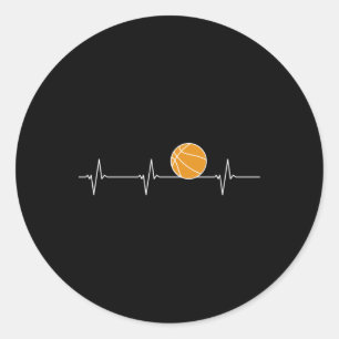 Sticker Rond Basketball Heartbeat - Ball Ecg Pulse Pour Les Fan