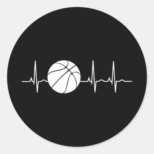 Sticker Rond Basketball Heartbeat Ekg Basketball Coach (Devant)