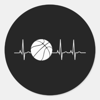 Sticker Rond Basketball Heartbeat Ekg Basketball Coach