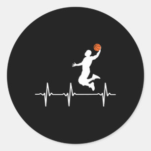 Sticker Rond Basketball Heartbeat pour hommes et garçons