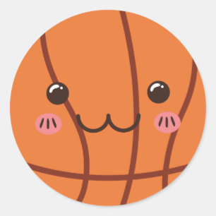 Sticker Rond Basketball Kawaii Ball Emoji Amusante Fête des enf
