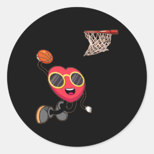 Sticker Rond Basketball Lover Hoop Loop Valentine Day